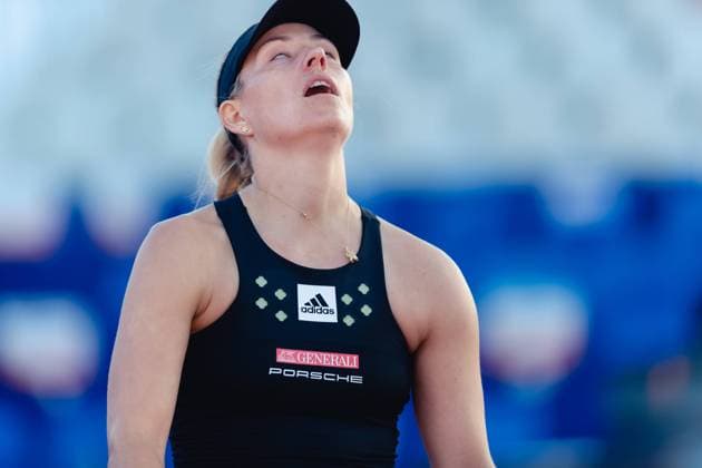 Strasbourg, France, May 16th 2022: Angelique Kerber of Germany in action during her Round of 32 Singles match of the 2022 Internationaux de Strasbourg against Diane Parry of France at the Tennis Club de Strasbourg in Strasbourg, France Dan O Connor SPP 2022 Internationaux de Strasbourg - Round of 32 Singles - Diane Parry v Angelique Kerber - Tennis Club de Strasbourg 