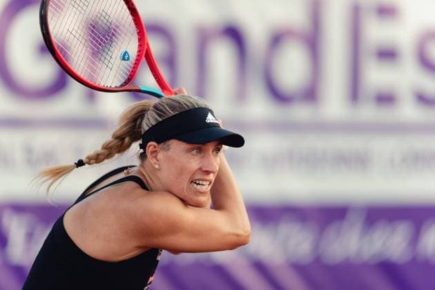 Strasbourg, France, May 16th 2022: Angelique Kerber of Germany in action during her Round of 32 Singles match of the 2022 Internationaux de Strasbourg against Diane Parry of France at the Tennis Club de Strasbourg in Strasbourg, France Dan O Connor SPP 2022 Internationaux de Strasbourg - Round of 32 Singles - Diane Parry v Angelique Kerber - Tennis Club de Strasbourg 