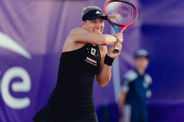 Strasbourg, France, May 16th 2022: Angelique Kerber of Germany in action during her Round of 32 Singles match of the 2022 Internationaux de Strasbourg against Diane Parry of France at the Tennis Club de Strasbourg in Strasbourg, France Dan O Connor SPP 2022 Internationaux de Strasbourg - Round of 32 Singles - Diane Parry v Angelique Kerber - Tennis Club de Strasbourg 