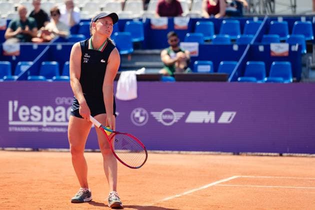Strasbourg, France, May 17th 2022: Fiona Ferro of France in action during her Round of 32 Singles match of the 2022 Internationaux de Strasbourg against Angelina Gabueva at the Tennis Club de Strasbourg in Strasbourg, France Dan O Connor SPP 2022 Internationaux de Strasbourg - Round of 32 Singles - Angelina Gabueva v Fiona Ferro - Tennis Club de Strasbourg 
