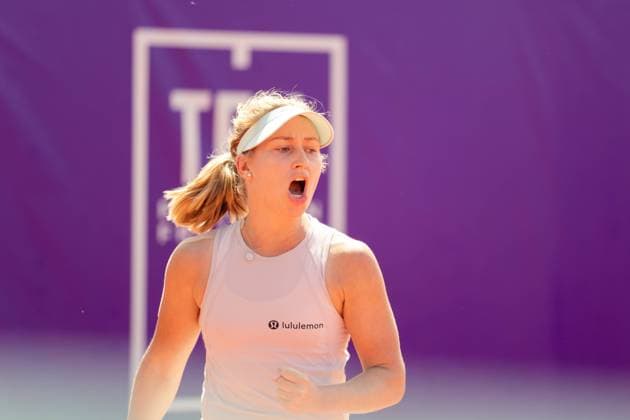 Strasbourg, France, May 17th 2022: Daria Saville of Australia celebrates a point during her Round of 32 Singles match of the 2022 Internationaux de Strasbourg against Anna-Lena Friedsam of Germany at the Tennis Club de Strasbourg in Strasbourg, France Dan O Connor SPP 2022 Internationaux de Strasbourg - Round of 32 Singles - Daria Saville v Anna-Lena Friedsam - Tennis Club de Strasbourg 