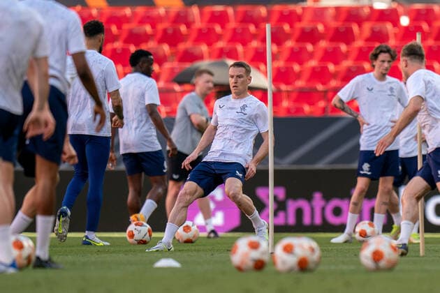 SOCCER - UEFA EL, Frankfurt vs Glasgow SEVILLA,SPAIN,17.MAY.22 - SOCCER - UEFA Europa League, final, Eintracht Frankfurt vs Glasgow Rangers, preview, training Glasgow. Image shows the team of Glasgow.  GEPAxpictures xJohannesxFriedl