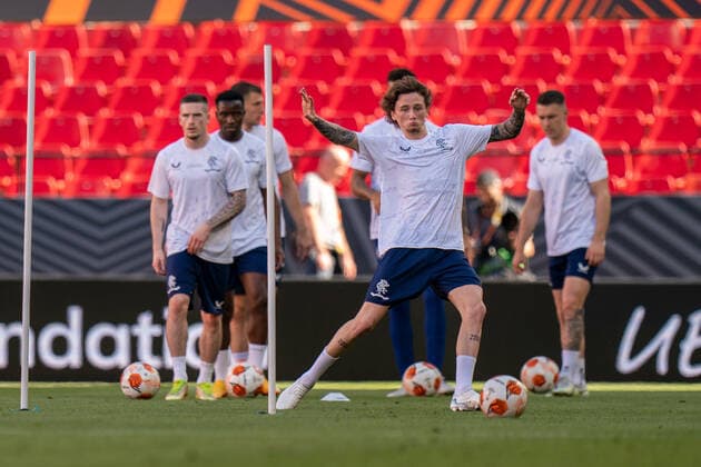 SOCCER - UEFA EL, Frankfurt vs Glasgow SEVILLA,SPAIN,17.MAY.22 - SOCCER - UEFA Europa League, final, Eintracht Frankfurt vs Glasgow Rangers, preview, training Glasgow. Image shows the team of Glasgow.  GEPAxpictures xJohannesxFriedl