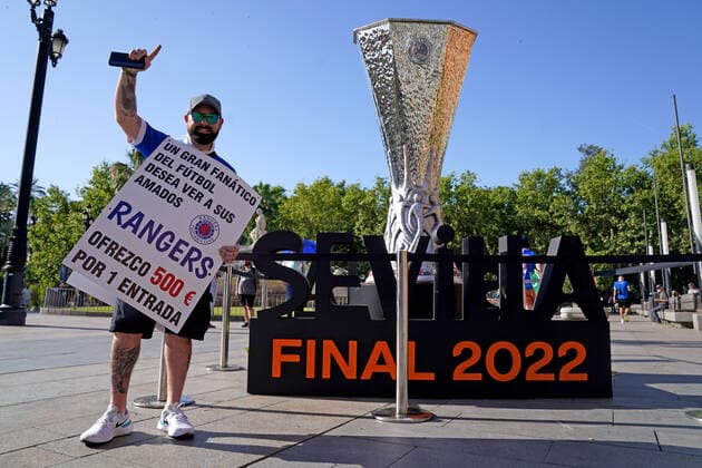 Football, EL, Final, Glasgow Rangers fans in Seville