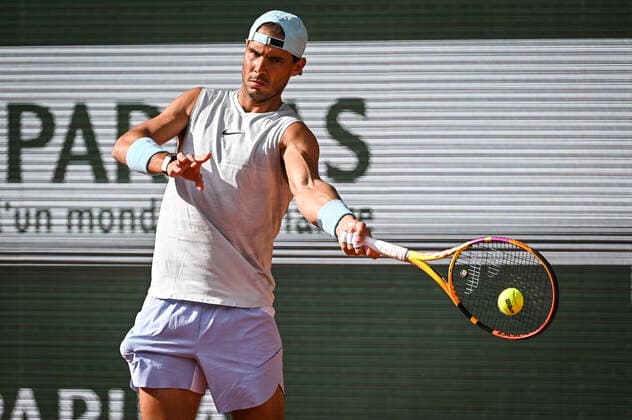 May 18, 2022, Paris, France, France: Rafael NADAL of Spain during a training session of Roland-Garros 2022, French Open 2022, Grand Slam tennis tournament at the Roland-Garros stadium on May 18, 2022 in Paris, France. Paris France - ZUMAm308 20220518_zsp_m308_039 Copyright: xMatthieuxMirvillex