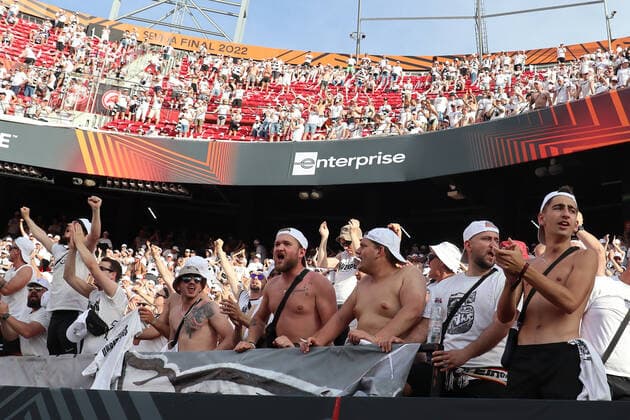 Eintracht Frankfurt Sevilla fans 18 05 2022 Eintracht Frankfurt vs Glasgow Rangers, UEFA Europa League Final, Ramon Sanchez Pizjuan Stadium Sevilla