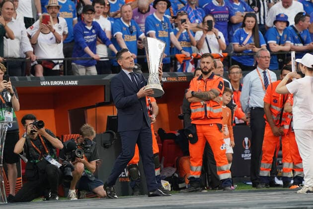 Cup is brought to Seville 18 05 2022 Eintracht Frankfurt vs Glasgow Rangers, UEFA Europa League Final, Ramon Sanchez Pizjuan Stadium Seville