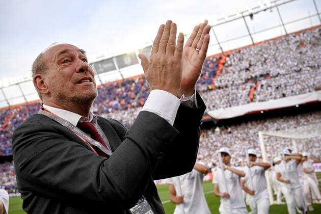 Sevilla, Estadio Ramon Sanchez Pizjuan, 18 05 22, ESP, Men, UEFA Europa League Final, Season 2021 2022, Eintracht Frankfurt Glasgow Rangers Picture President Peter Fischer Frankfurt Only for journalistic use Only for editorial use According to UEFA regulations it is prohibited, UEFA regulations prohibit any use of photographs as image sequences and or quasi video Andalusia Spain