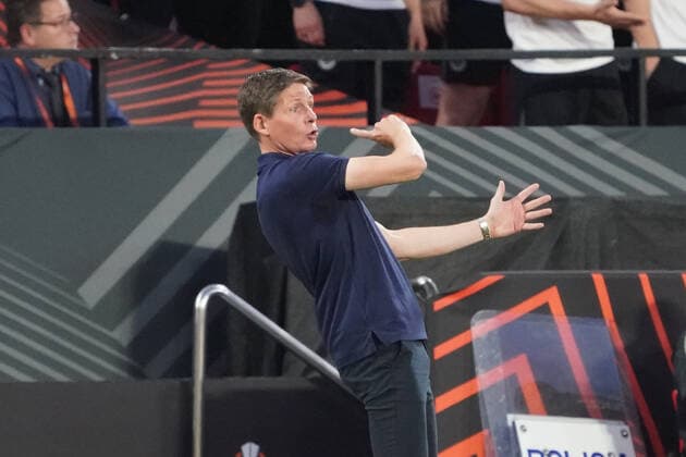 Coach Oliver Glasner Eintracht Frankfurt agitates Sevilla 18 05 2022 Eintracht Frankfurt vs Glasgow Rangers, UEFA Europa League Final, Ramon Sanchez Pizjuan Stadium Sevilla
