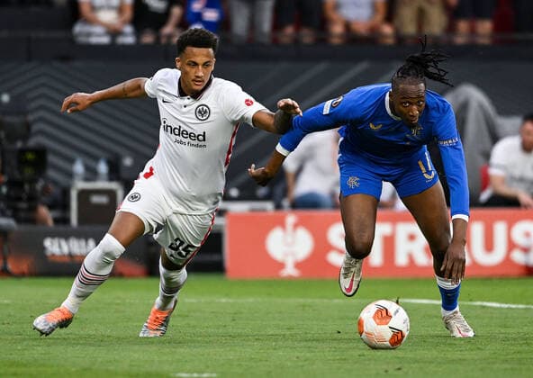 18 05 2022, xpsx, football UEFA Europa League final 2022, Eintracht Frankfurt Glasgow Rangers v l Tuta Eintracht Frankfurt , Ryan Kent Glasgow Rangers DFL DFB REGULATIONS PROHIBIT ANY USE OF PHOTOGRAPHS as IMAGE SEQUENCES and or QUASI VIDEO emspor Sevilla