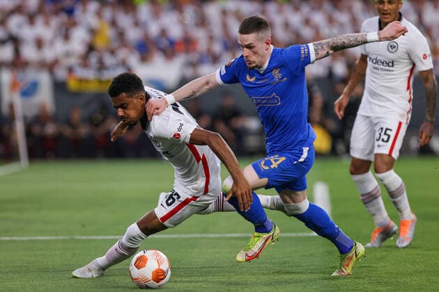 May 18, 2022, Seville, Seville, Spain: Ryan Kent of RangersFC in action with Ansgar Knauff of Eintracht during the Final Europa League match between Rangers FC and Eintrach Frankfurt at Ramon Sanchez Pizjuan on May 18, 2022 in Seville, Spain. Seville Spain - ZUMAd159 0159297826st Copyright: xJosexLuisxContrerasx
