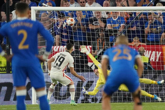 Winning goal Rafael Santos Borre Eintracht Frankfurt Sevilla 18 05 2022 Eintracht Frankfurt vs Glasgow Rangers, UEFA Europa League Final, Ramon Sanchez Pizjuan Stadium Sevilla