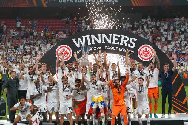 Eintracht Frankfurt won the UEFA Europa League and cheers Sevilla 18 05 2022 Eintracht Frankfurt vs Glasgow Rangers, UEFA Europa League Final, Ramon Sanchez Pizjuan Stadium Sevilla