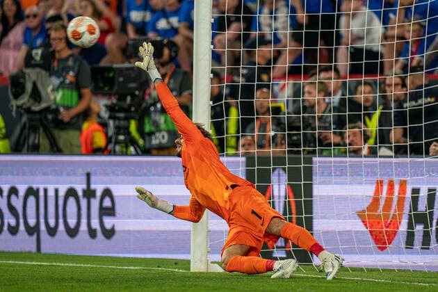 SOCCER - UEFA EL, Frankfurt vs Glasgow SEVILLA,SPAIN,18.MAY.22 - SOCCER - UEFA Europa League, final, Eintracht Frankfurt vs Glasgow Rangers. Image shows Kevin Trapp (Frankfurt).  GEPAxpictures xJohannesxFriedl