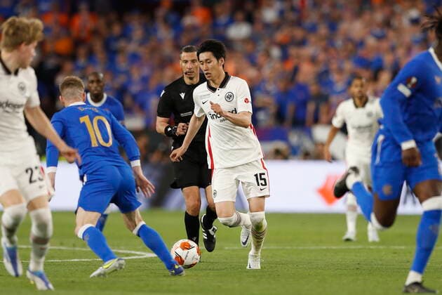 Daichi Kamada (Frankfurt), MAY 18, 2022 - Football Soccer : UEFA Europa League final match between Eintracht Frankfurt 1 (PK5-4) 1 Rangers FC at the Estadio Ramon Sanchez-Pizjuan in Sevilla, Spain. Noxthirdxpartyxsales  (188663699)