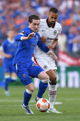 Soccer Europa League final Eintracht Frankfurt Glasgow Rangers on 18 05 2022 at Estadio Ramon Sanchez Pizjuan in Seville Scott Wright Glasgow , left Djibril Sow Frankfurt , right xHDx