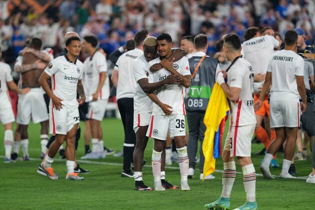 Ansgar Knauff Eintracht Frankfurt, 36 after the victory, Eintracht Frankfurt vs Glasgow Rangers, football, Europa League, final, 2021 2022 season, 18 05 2022, Eintracht Frankfurt vs Glasgow Rangers, football, Europa League, final, 2021 2022 season, 18 05 2022 Seville Copyright: xEibner-Pressefotox EP_MBL