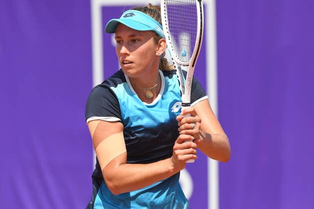 Tennis - Internationaux de Strasbourg 2022 - Elise Mertens - Belgique TENNIS : Internationaux de Strasbourg 2022 -France - 19 05 2022 ChrysleneCaillaud Panoramic 
