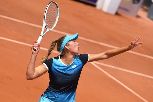 Tennis - Internationaux de Strasbourg 2022 - Elise Mertens - Belgique TENNIS : Internationaux de Strasbourg 2022 -France - 19 05 2022 ChrysleneCaillaud Panoramic 