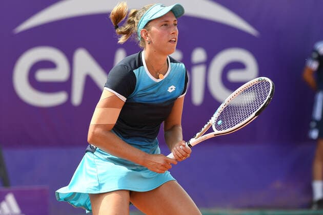 Tennis - Internationaux de Strasbourg 2022 - Elise Mertens - Belgique TENNIS : Internationaux de Strasbourg 2022 -France - 19 05 2022 ChrysleneCaillaud Panoramic 
