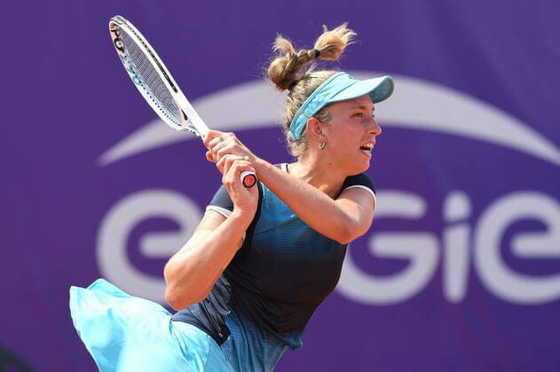 Tennis - Internationaux de Strasbourg 2022 - Elise Mertens - Belgique TENNIS : Internationaux de Strasbourg 2022 -France - 19 05 2022 ChrysleneCaillaud Panoramic 