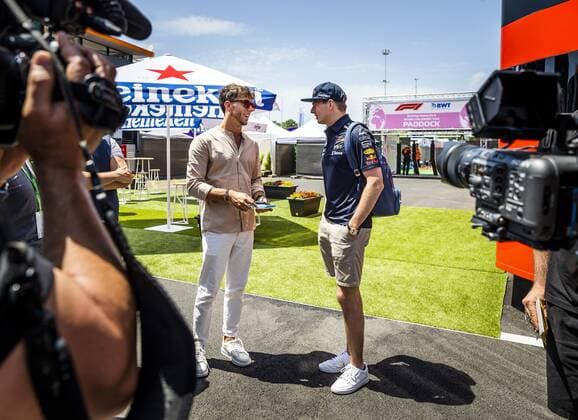 2022 05 19 14 05 43 BARCELONA Pierre Gasly AlphaTauri and Max Verstappen Oracle Red Bull Racing at the Circuit de Barcelona Catalunya on the Thursday before the Spanish Grand Prix REMKO DE WAAL netherlands out belgium out Barcelona xVIxxIVx 448824742 originalFilename: 0159320824st.jpg