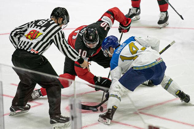 ROY Nicolas (Canada) VALK Curtis (Kazakhstan) during World Championship, WM, Weltmeisterschaft - Canada vs Kazakhstan, Ice hockey, Eishockey in Helsinki, Finland, May 19 2022  Copyright: xAndreaxRex xipa-agency.netx xx 0