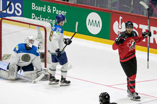 GOAL LOWRY Adam (Canada) SHUTOV Andrei, OREKHOV Valeri (Kazakhstan) during World Championship, WM, Weltmeisterschaft - Canada vs Kazakhstan, Ice hockey, Eishockey in Helsinki, Finland, May 19 2022  Copyright: xAndreaxRex xipa-agency.netx xx 0