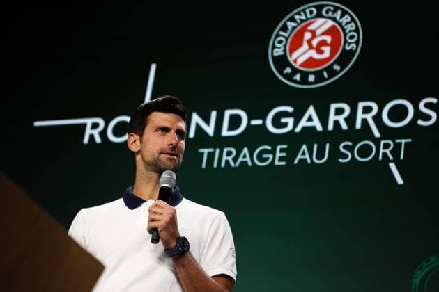 Roland Garros Draw Novak Djokovic during the Roland Garros draw for the 2022 finals with the presence of Gilles Moretton the president of the French Tennis Federation, AmÃ lie MAURESMO the director of the tournament, Quentin Fillon Maillet the Olympic champion and Barbora Krejcikova the winner of the last version of the tournament. Paris France  Copyright: xIbrahimxEzzatx originalFilename:ezzat-notitle220519_np0qW.jpg