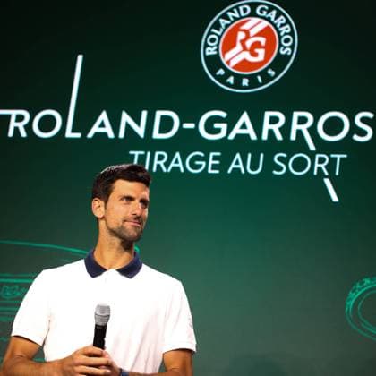 Roland Garros Draw Novak Djokovic during the Roland Garros draw for the 2022 finals with the presence of Gilles Moretton the president of the French Tennis Federation, AmÃ lie MAURESMO the director of the tournament, Quentin Fillon Maillet the Olympic champion and Barbora Krejcikova the winner of the last version of the tournament. Paris France  Copyright: xIbrahimxEzzatx originalFilename:ezzat-notitle220519_npyVs.jpg