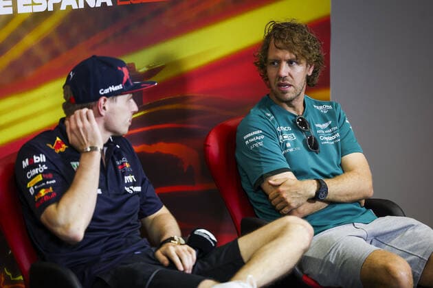 VETTEL Sebastian (ger), Aston Martin F1 Team AMR22, portrait, press conference, PK, Pressekonferenz during the Formula 1 Pirelli Grand Premio de Espana 2022, 6th round of the 2022 FIA Formula One World Championship, WM, Weltmeisterschaft on the Circuit de Barcelona-Catalunya, from May 20 to 22, 2022 in Montmelo, Spain - F1 - SPANISH GRAND PRIX 2022 DPPI Panoramic 00122015_GOOD7303.JPG_