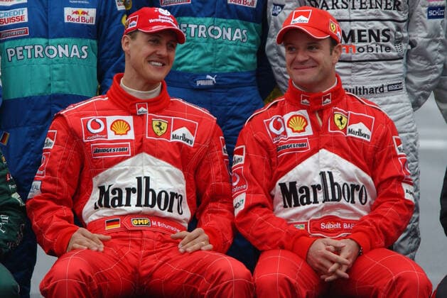 ARCHIVFOTO: Rubens BARRICHELLO wird am 23. Mai 2022 50 Jahre alt, 86_SN_Formel1_0903.jpg Michael SCHUMACHER,Ferrari, und Rubens BARRICHELLO,BRA (re) Formel 1,Grand Prix von Australien am 09.03.2003 in Melbourne,Motorsport *** ARCHIVE PHOTO Rubens BARRICHELLO will be 50 years old on 23 May 2022, 86 SN Formula1 0903 jpg Michael SCHUMACHER,Ferrari, and Rubens BARRICHELLO,BRA re Formula 1,Australian Grand Prix on 09 03 2003 in Melbourne,Motorsport