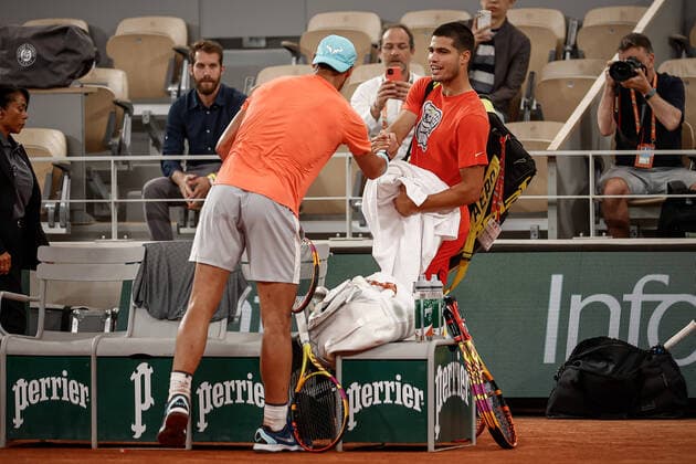 Rafael NADAL et Carlos ALCARAZ TENNIS : Roland Garros 2022 - 20 05 2022 AurelienMorissard Panoramic 
