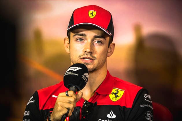 May 20, 2022, Barcelona, Catalonia, Spain: CHARLES LECLERC (MON) from team Ferrari attends the press prior to the first practice session of the Spanish GP at Circuit de Catalunya Barcelona Spain - ZUMAo105 20220520_zap_o105_018 Copyright: xMatthiasxOesterlex