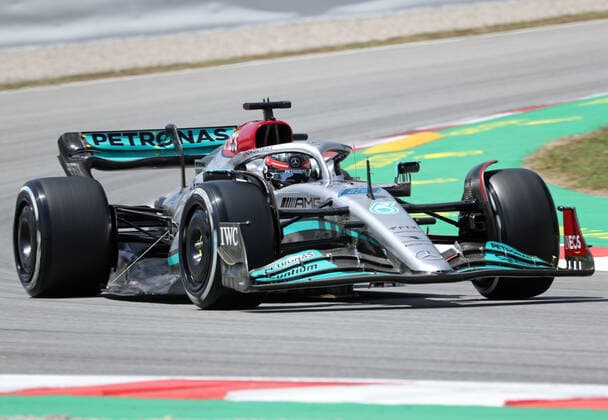 F1 Grand Prix of Spain George Russell s Mercedes during practice 1 of the Formula 1 Pirelli GP of Spain, held at the Circuit de Barcelona Catalunya, in Barcelona, on 20th May 2022. -- Barcelona Barcelona Spain  Copyright: xUrbanandsportx originalFilename:urbanandsport-formula1220520_npGqu.jpg