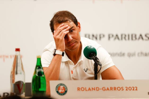 20 05 2022, Tennis, French Open 2022 Roland Garros, FRA, Paris, Roland Garros, Press Conference Picture v li Rafael Nadal ESP , Pensive Copyright: HMBxMedia AntonioxBorga