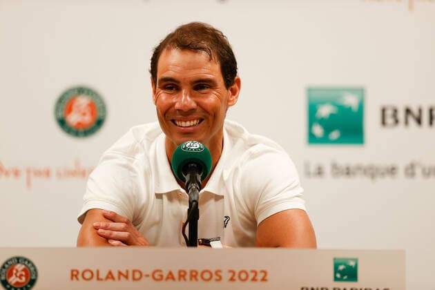 20 05 2022, tennis, French Open 2022 Roland Garros, FRA, Paris, Roland Garros, press conference picture v li Rafael Nadal ESP , laughs Copyright: HMBxMedia AntonioxBorga
