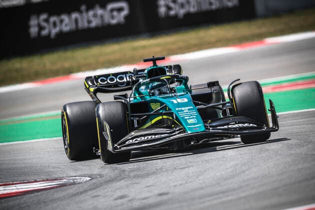 May 20, 2022, Barcelona, Catalonia, Spain: LANCE STROLL (CAN) from team Aston Martin drives in his in his AMR22 during the first practice session of the Spanish GP at Circuit de Catalunya Barcelona Spain - ZUMAo105 20220520_zap_o105_021 Copyright: xMatthiasxOesterlex