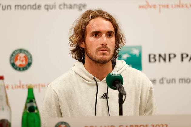 20 05 2022, Tennis, French Open 2022 Roland Garros, FRA, Paris, Roland Garros, Press Conference Picture v li Stefanos TSITSIPAS GRE Copyright: HMBxMedia AntonioxBorga