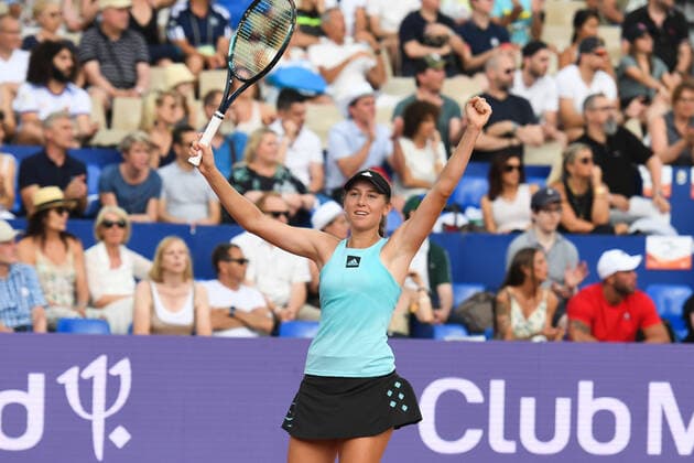 Tennis - Internationaux de Strasbourg 2022 - Kaja Juvan - Solvenie TENNIS : Internationaux de Strasbourg 2022 -France - 20 05 2022 ChrysleneCaillaud Panoramic 