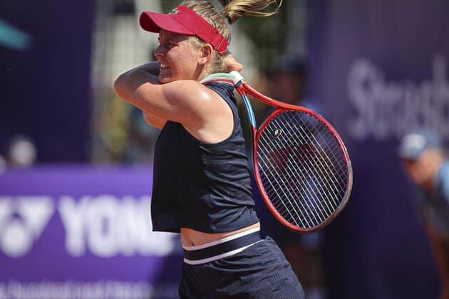 May 18, 2022, France: Fiona Ferro (FRA), in action during 2022 Internationaux de Strasbourg TENNIS : Internationaux de Strasbourg IS22 - 18 05 2022 ElyxandroCegarra Panoramic 