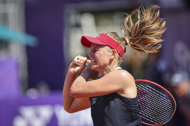 May 18, 2022, France: Fiona Ferro (FRA), in action during 2022 Internationaux de Strasbourg TENNIS : Internationaux de Strasbourg IS22 - 18 05 2022 ElyxandroCegarra Panoramic 