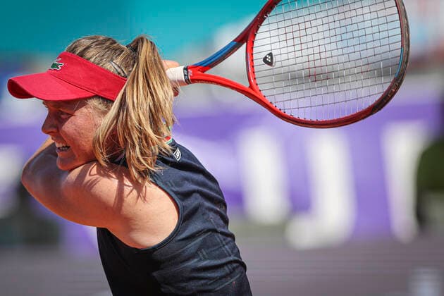 May 18, 2022, France: Fiona Ferro (FRA), in action during 2022 Internationaux de Strasbourg TENNIS : Internationaux de Strasbourg IS22 - 18 05 2022 ElyxandroCegarra Panoramic 