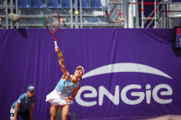 May 18, 2022, France: Viktorija Golubic (SUI), in action during 2022 Internationaux de Strasbourg TENNIS : Internationaux de Strasbourg IS22 - 18 05 2022 ElyxandroCegarra Panoramic 
