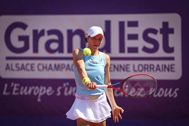 May 18, 2022, France: Viktorija Golubic (SUI), in action during 2022 Internationaux de Strasbourg TENNIS : Internationaux de Strasbourg IS22 - 18 05 2022 ElyxandroCegarra Panoramic 