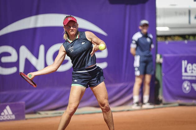 May 18, 2022, France: Fiona Ferro (FRA), in action during 2022 Internationaux de Strasbourg TENNIS : Internationaux de Strasbourg IS22 - 18 05 2022 ElyxandroCegarra Panoramic 