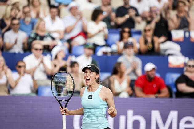 May 20, 2022 Strasbourg, France: Kaja Juvan (SLO) in action during 2022 Internationaux de Strasbourg TENNIS : Internationaux de Strasbourg IS22 - 20 05 2022 ElyxandroCegarra Panoramic 