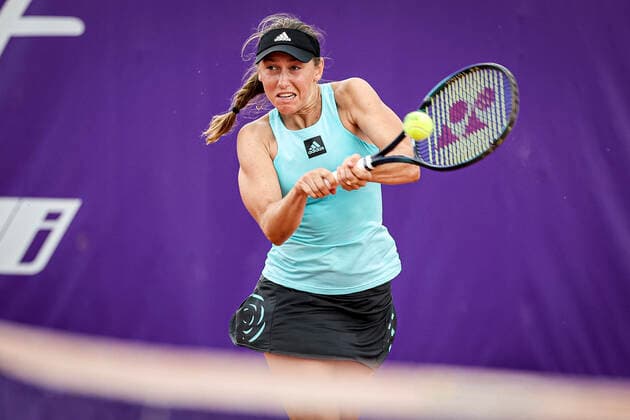 May 20, 2022 Strasbourg, France: Kaja Juvan (SLO) in action during 2022 Internationaux de Strasbourg TENNIS : Internationaux de Strasbourg IS22 - 20 05 2022 ElyxandroCegarra Panoramic 