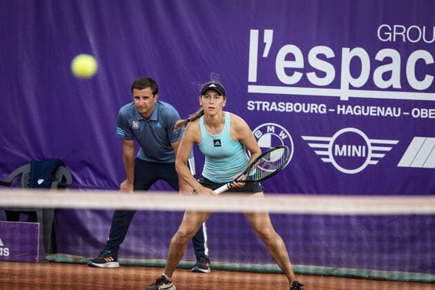 May 20, 2022 Strasbourg, France: Kaja Juvan (SLO) in action during 2022 Internationaux de Strasbourg TENNIS : Internationaux de Strasbourg IS22 - 20 05 2022 ElyxandroCegarra Panoramic 