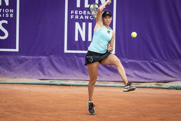May 20, 2022 Strasbourg, France: Kaja Juvan (SLO) in action during 2022 Internationaux de Strasbourg TENNIS : Internationaux de Strasbourg IS22 - 20 05 2022 ElyxandroCegarra Panoramic 